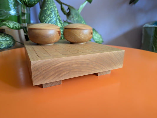 Solid Pear wood 9x9 hand carved game Go board with pear wood bowls and stones