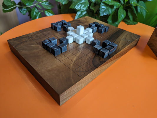 Reversible Hnefatafl game set. Handmade solid walnut 11x11 and 9x9 board.