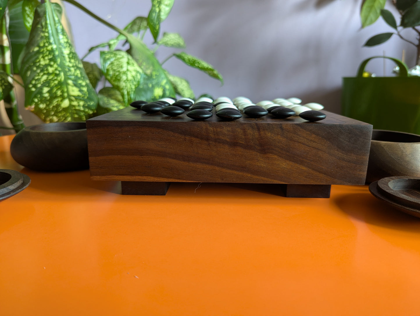 Solid walnut 9x9 Goban. Hand carved game Go board