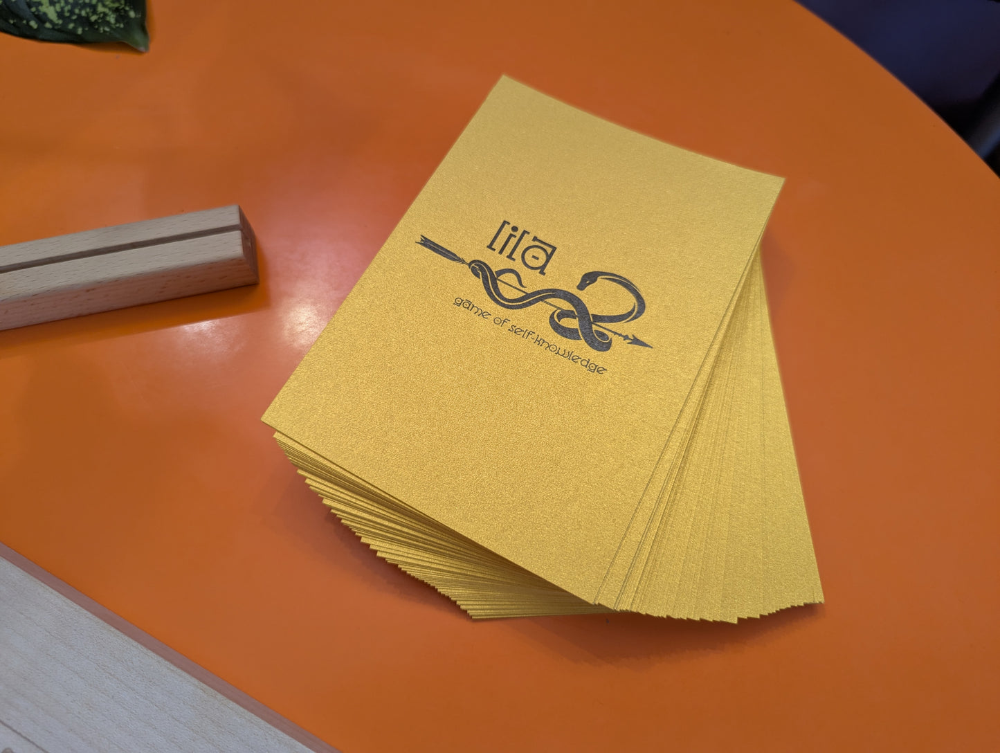 Foldable Leela game set. Wooden Yoga board game of self-knowledge.