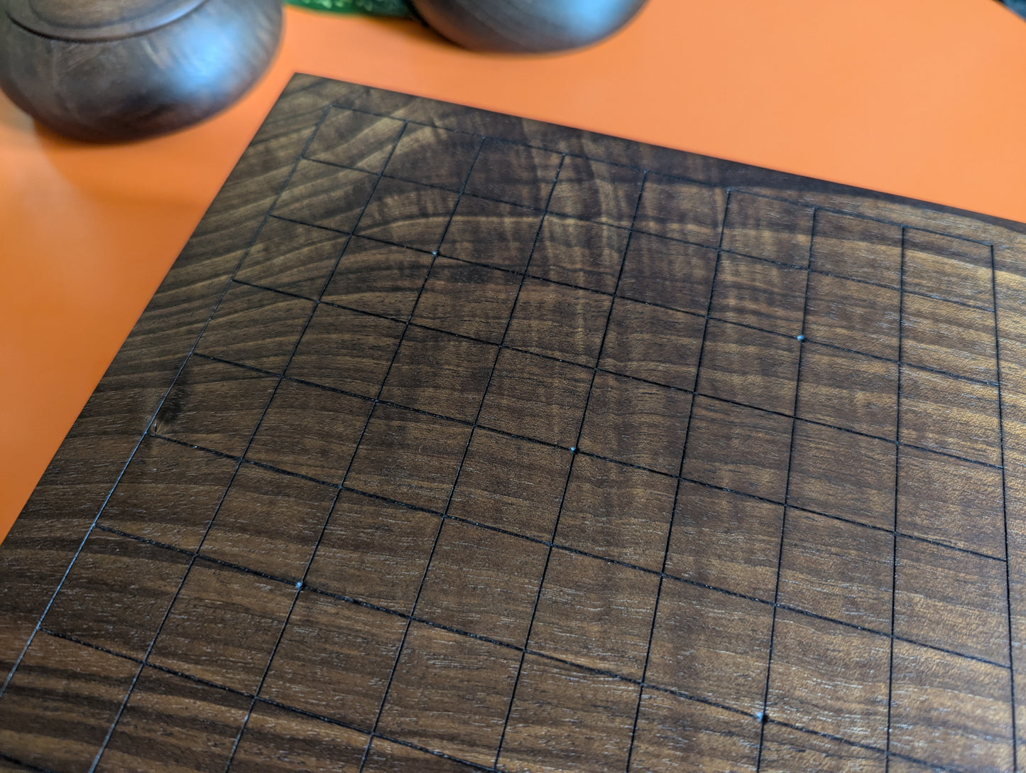 Solid walnut 9x9 Goban. Hand carved game Go board