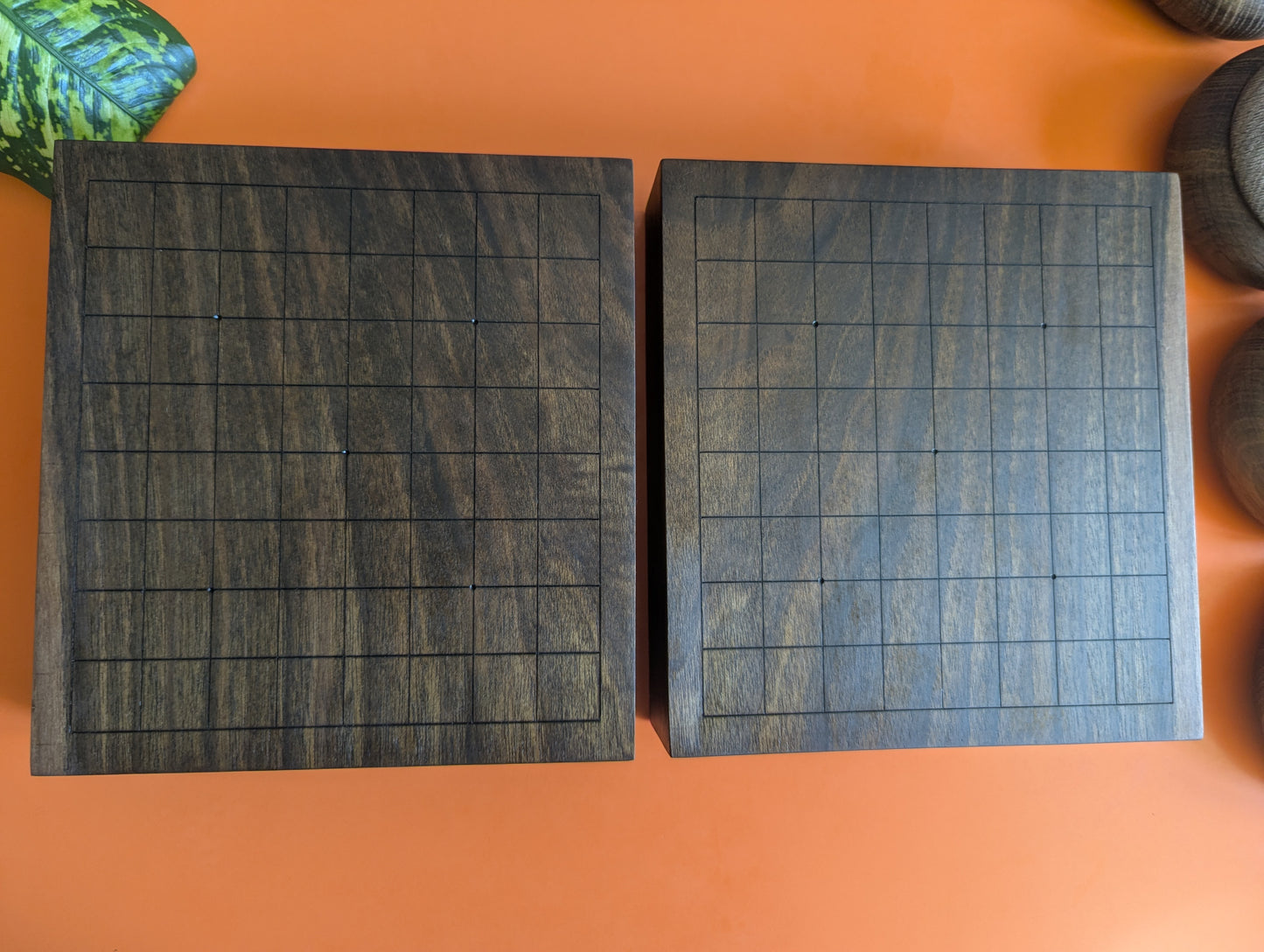 Solid walnut 9x9 Goban. Legless Hand carved game Go board