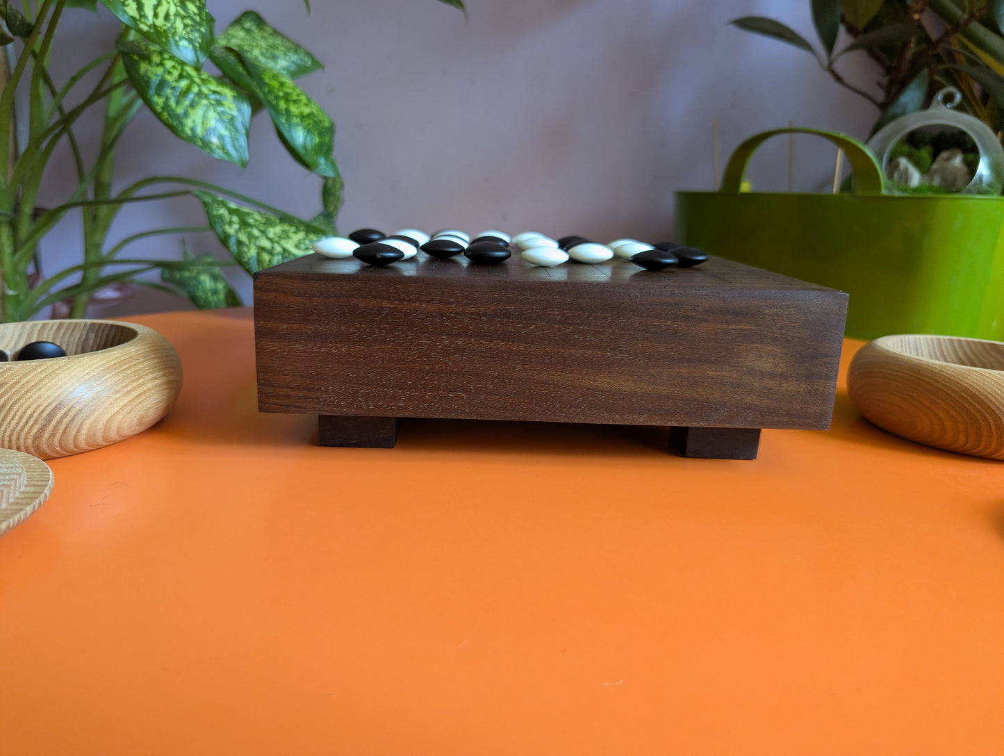 Solid walnut 9x9 Goban. Hand carved game Go board