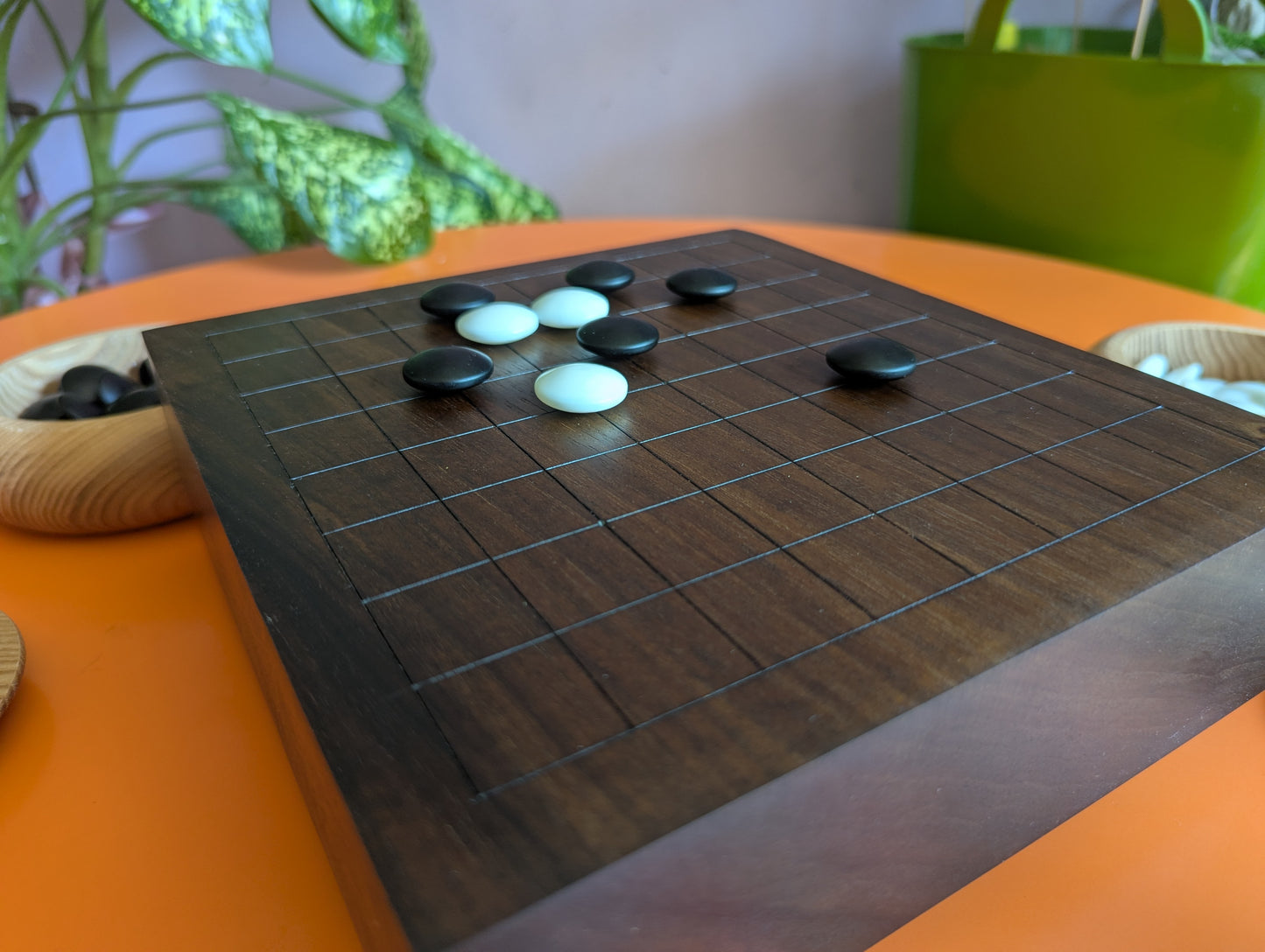 Solid walnut 9x9 Goban. Hand carved game Go board