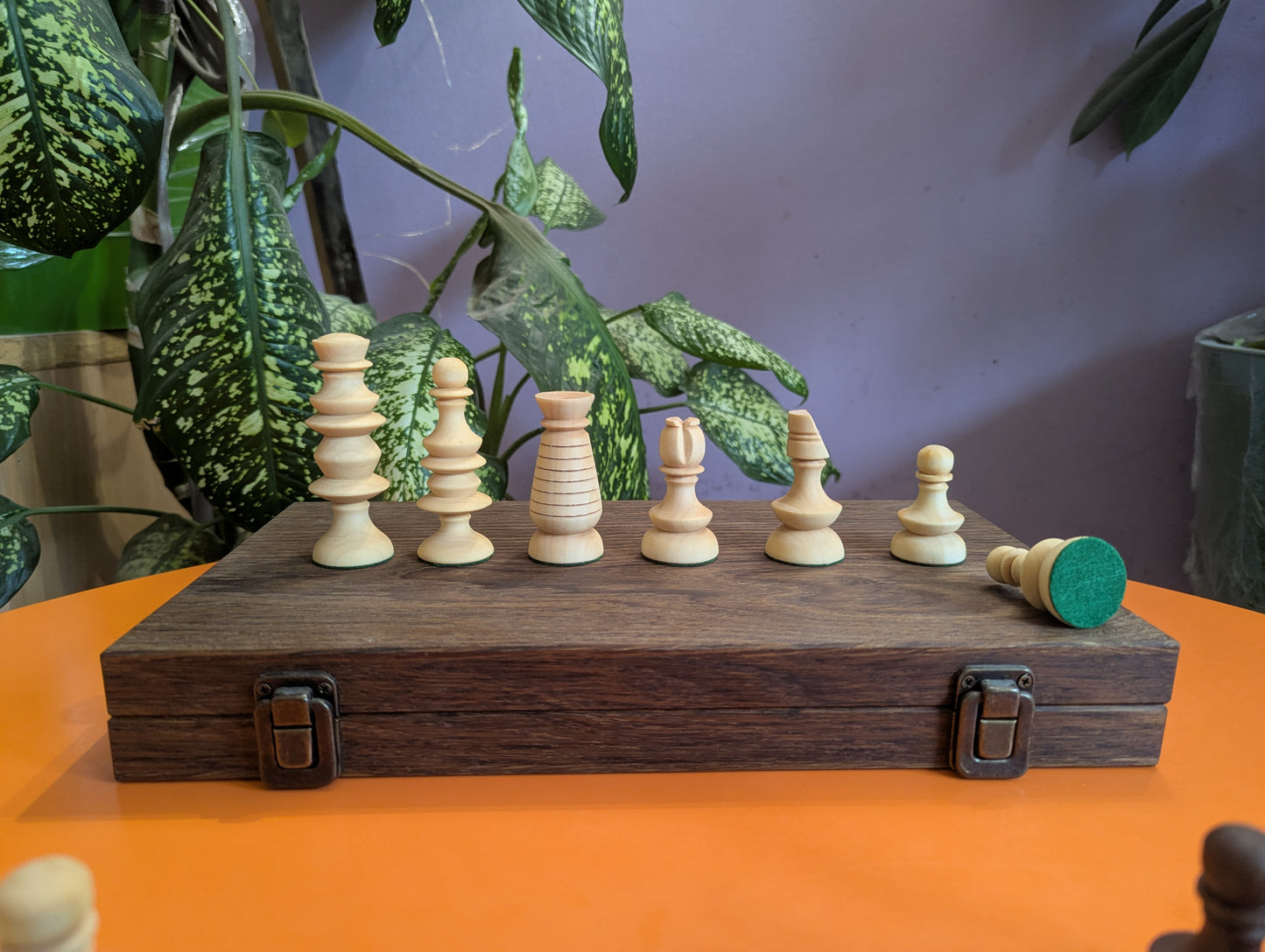Early English Chess Set. Handmade. Walnut & Maple wood