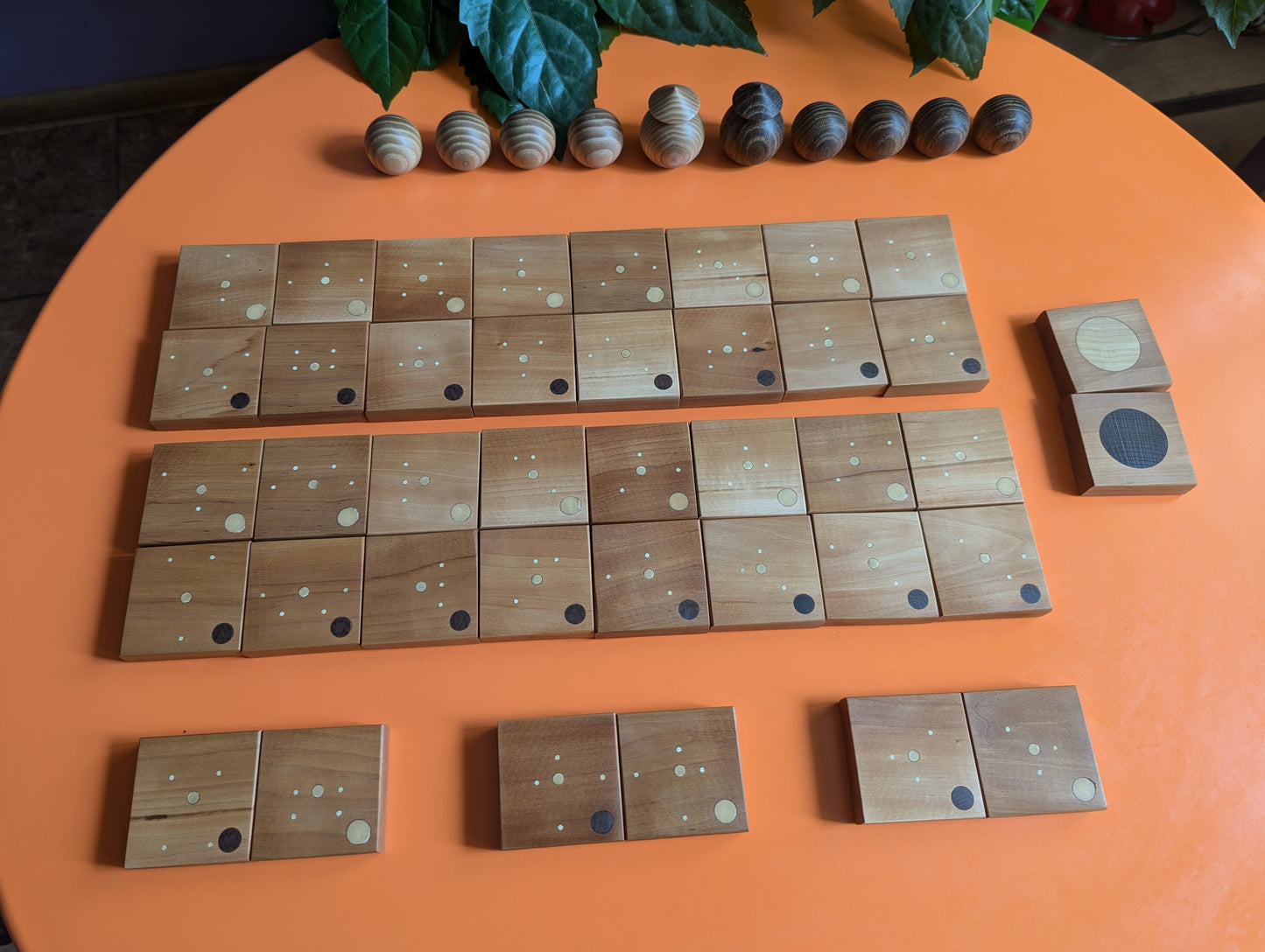 Onitama wooden game set. Pear wood tiles. Martial arts game.