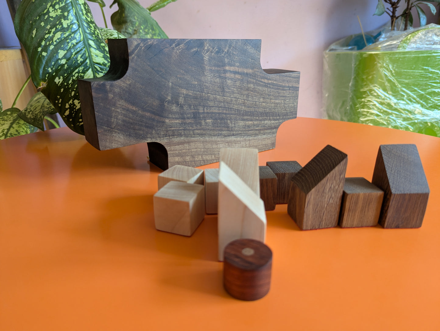 Thick solid walnut Push Fight game set. Magnetic pieces. Handmade