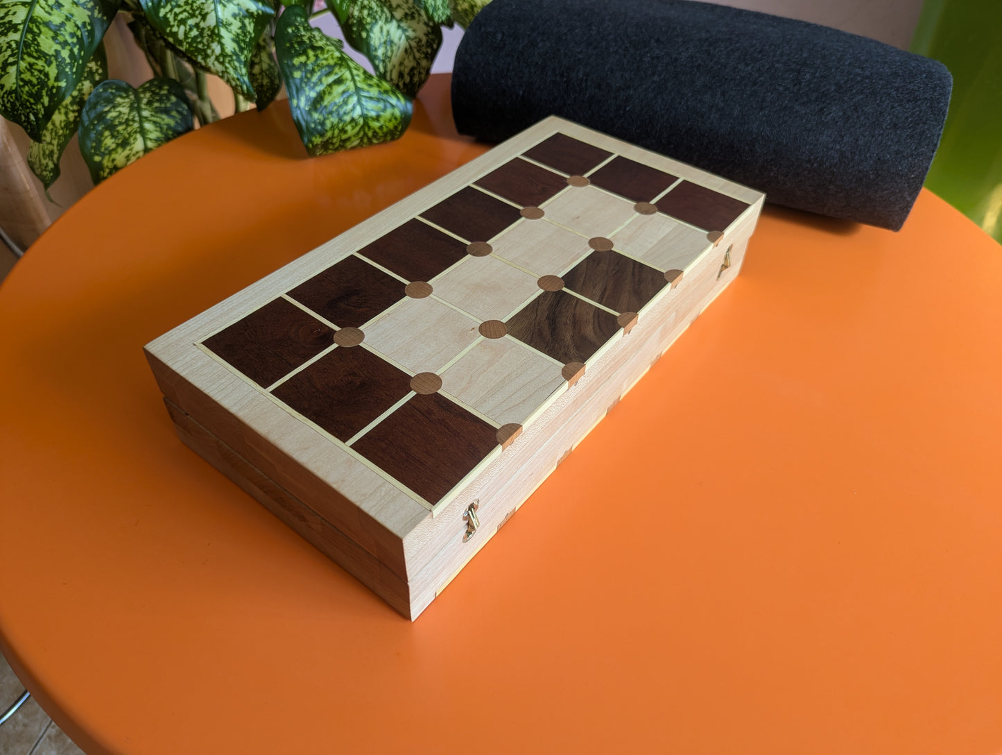 Foldable wooden Tak game set.