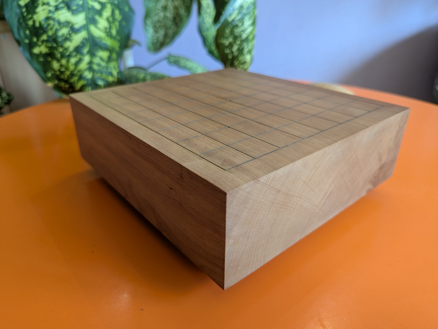 3.25" solid Pear wood 9x9 hand carved game Go board.