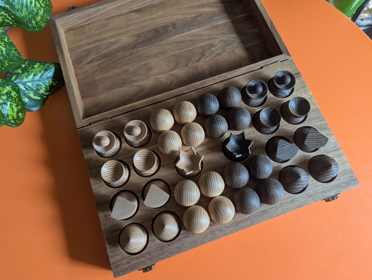 Modern minimalist chess set, 2022, Ukraine. Handmade wooden chess