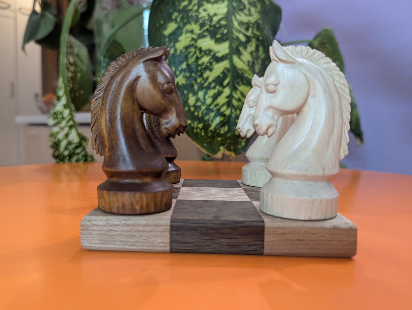 Guarini's chess puzzle. Handmade hardwood pieces.