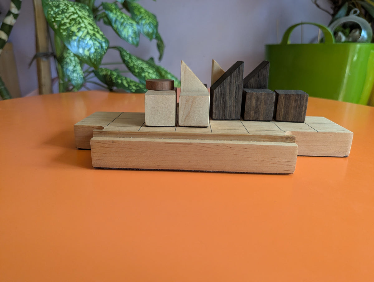 Wooden Push Fight game set. Magnetic pieces. Handmade