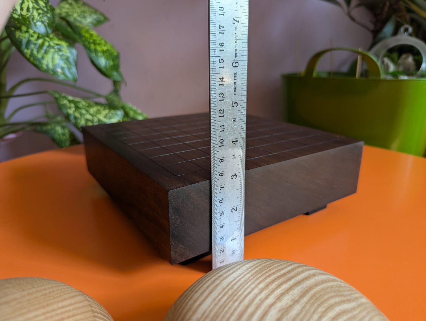 Solid walnut 9x9 Goban. Hand carved game Go board