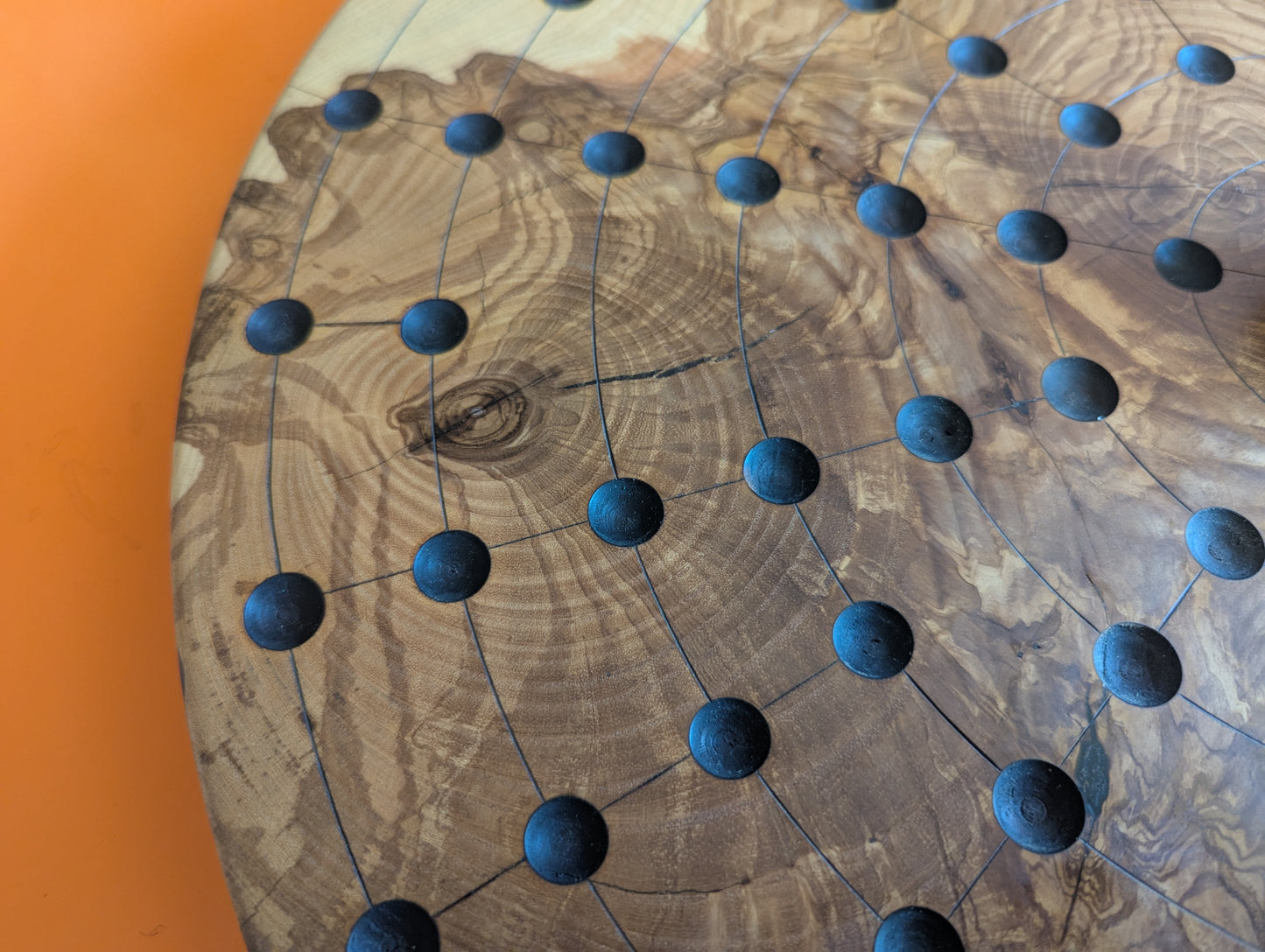 18.9" round solid Ash wood Fidchell board. Handmade