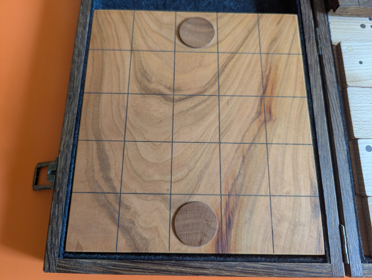 Wooden Onitama game set. Hardwood wood tiles. Martial arts game.