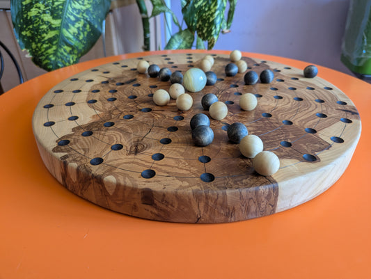 18.9" round solid Ash wood Fidchell board. Handmade