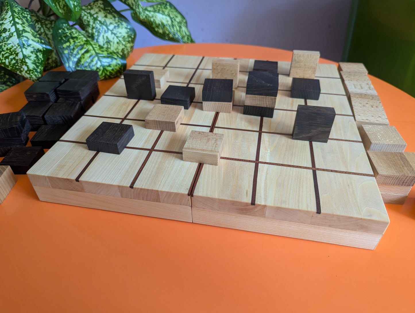 14" Foldable wooden Tak game set.
