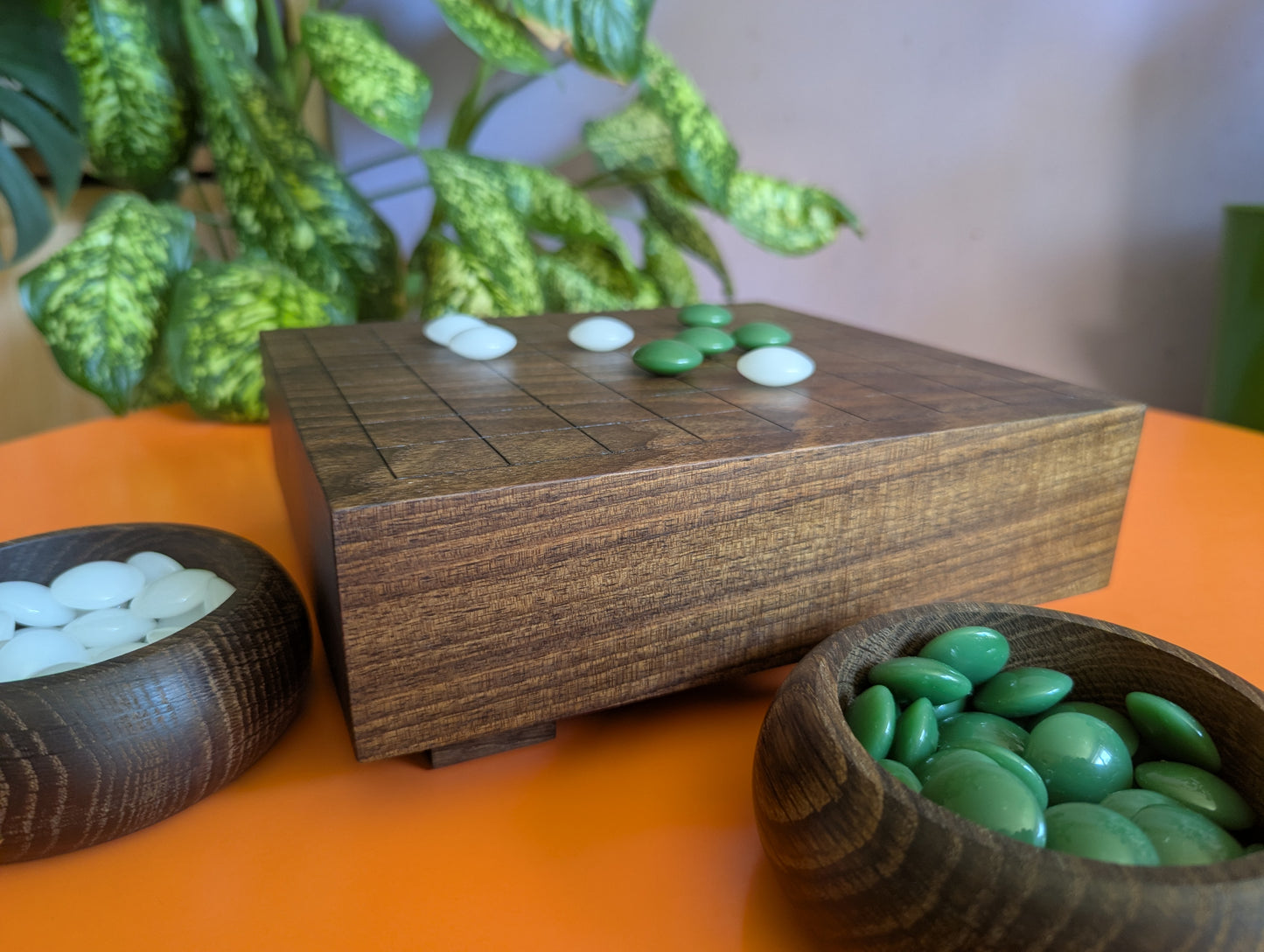Solid walnut 9x9 Goban. Hand carved game Go board