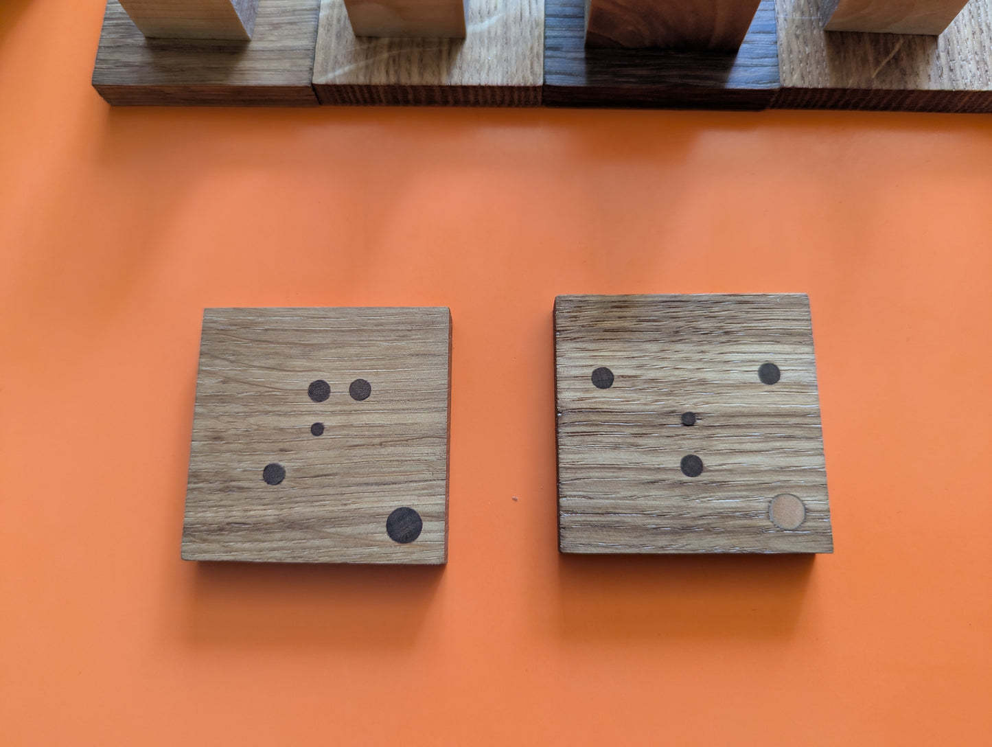 Cubic Onitama wooden game set. Hardwood wood tiles. Martial arts game.