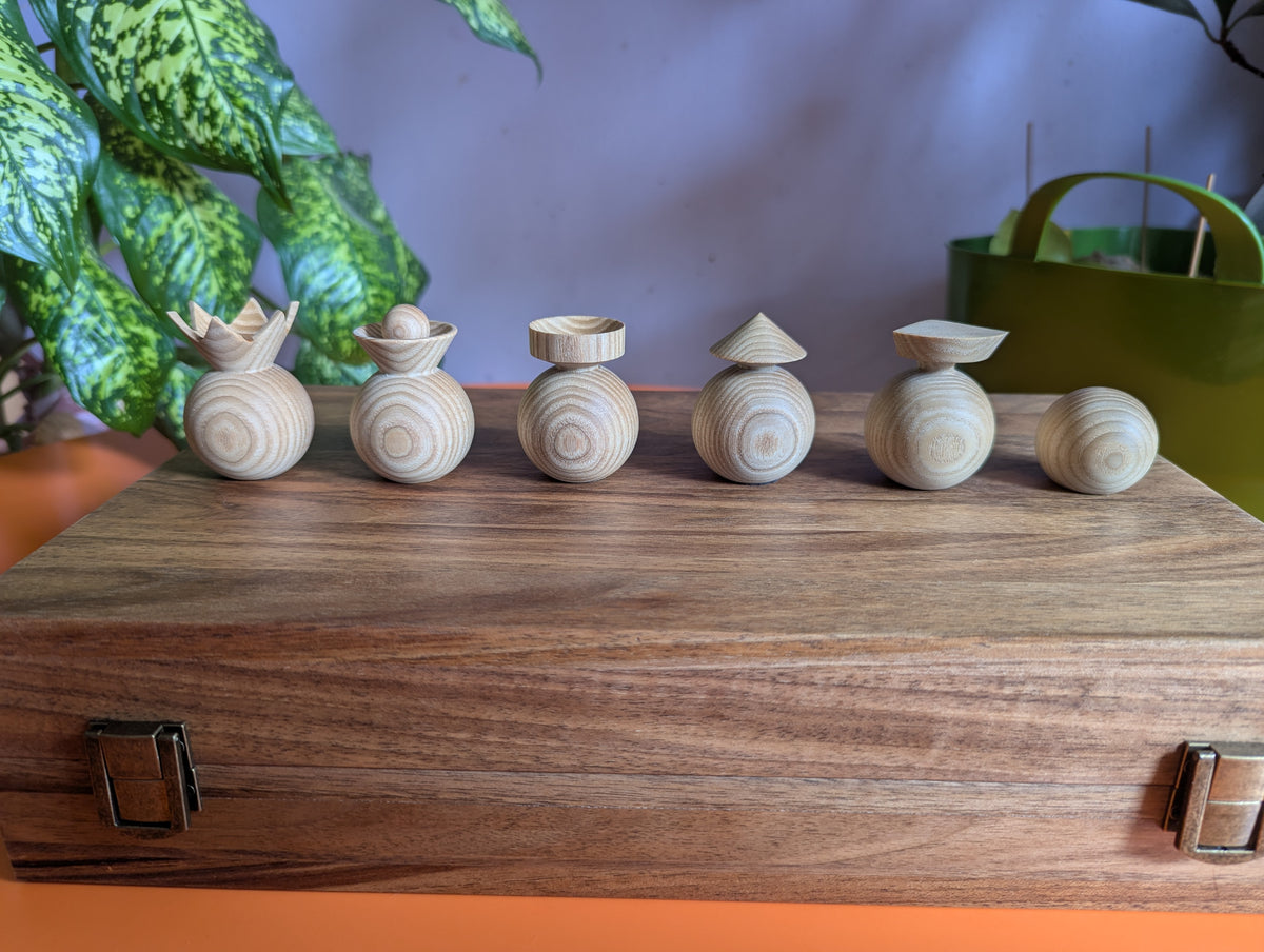 Modern minimalist chess set, 2022, Ukraine. Handmade wooden chess