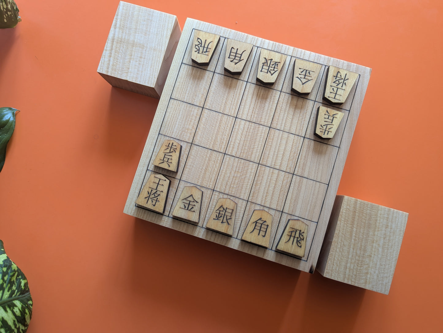 Minishogi & Kyoto shogi set. Thick solid Walnut board. Handcarved thin lines