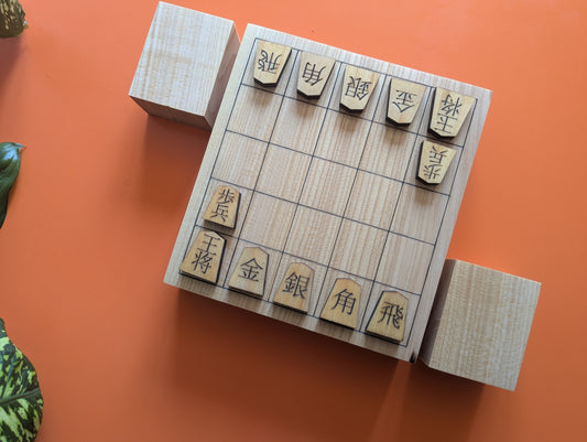 Minishogi & Kyoto shogi set. Thick solid Walnut board. Handcarved thin lines