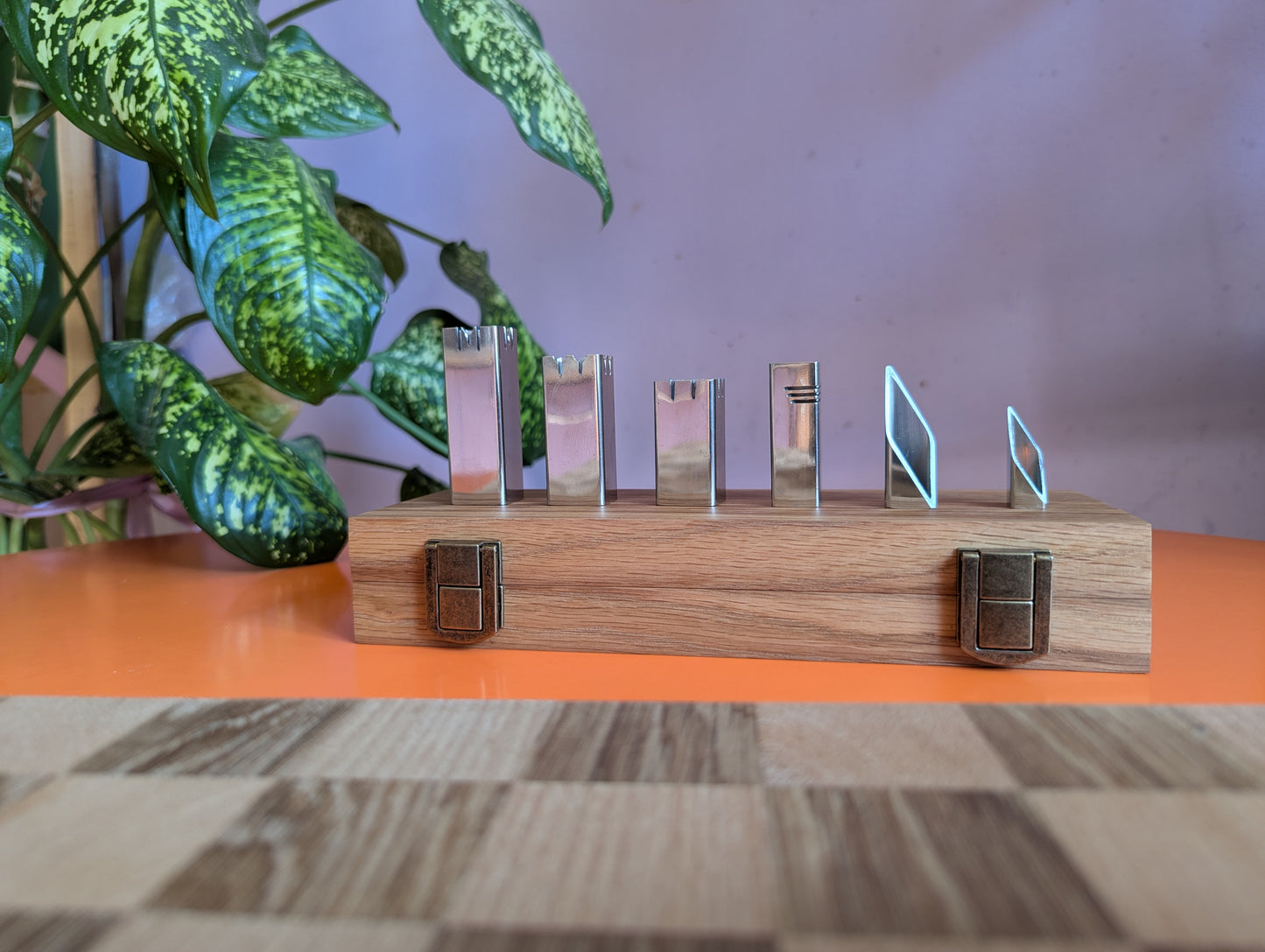 2.3" King Handmade Stainless Steel Chess Set. Square vs Round