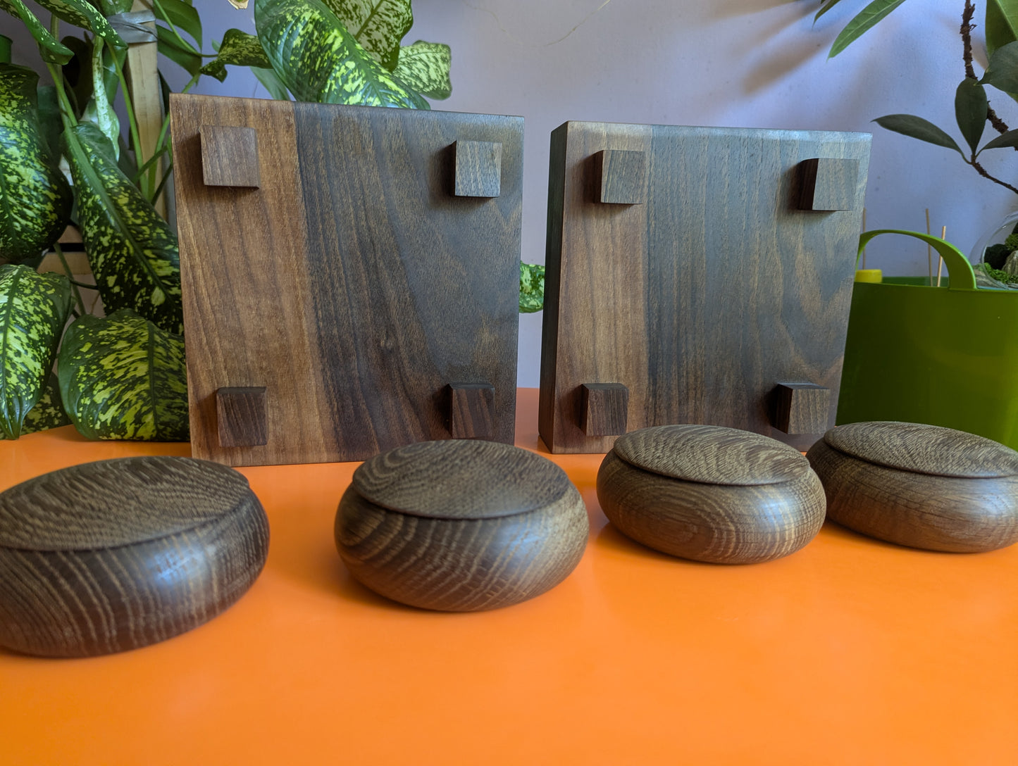 Solid walnut 9x9 Goban. Hand carved game Go board