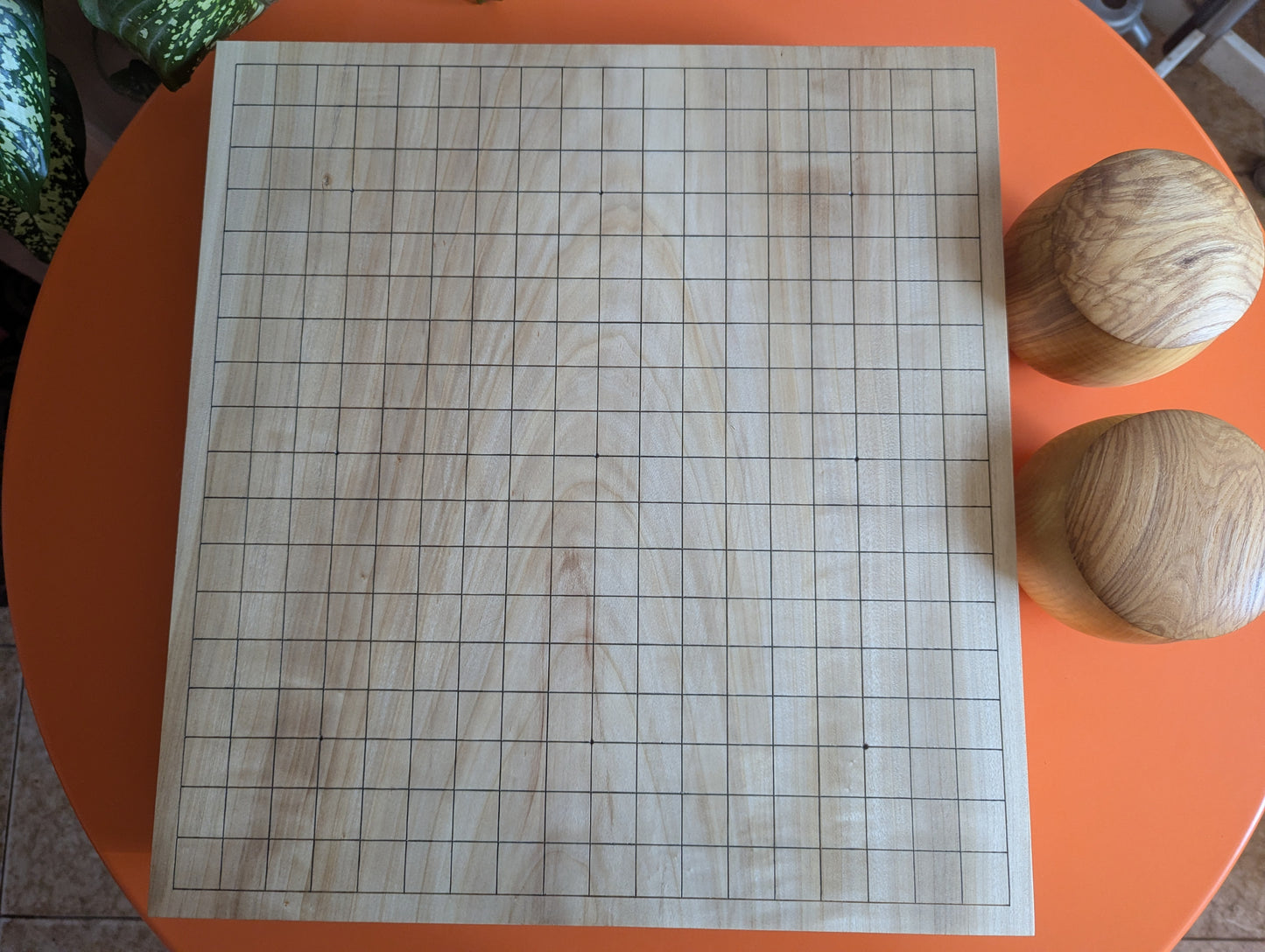 Full Goban solid wood hand carved 19x19 game Go board. Hardwood board