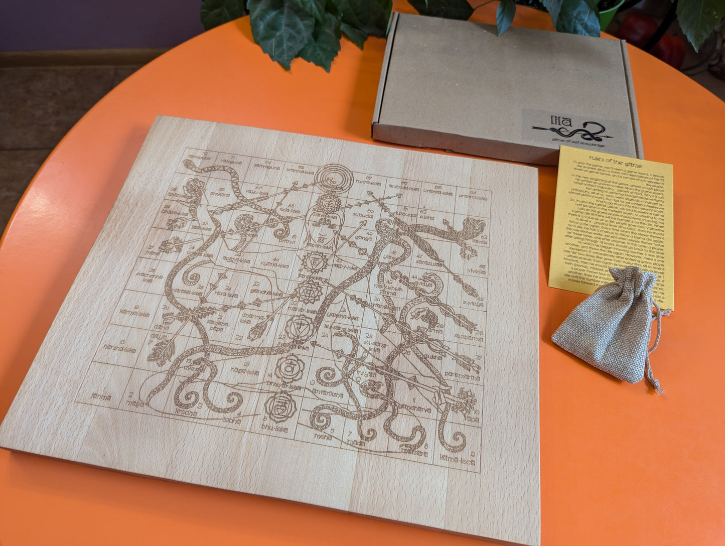 Personal wooden Leela game set - yoga board game of self-knowledge.