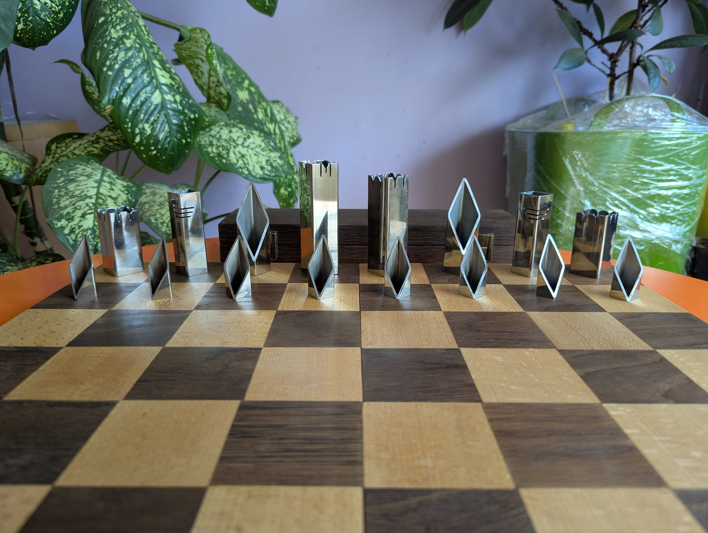 Handmade Stainless Steel Chess Set. Square vs. Round.