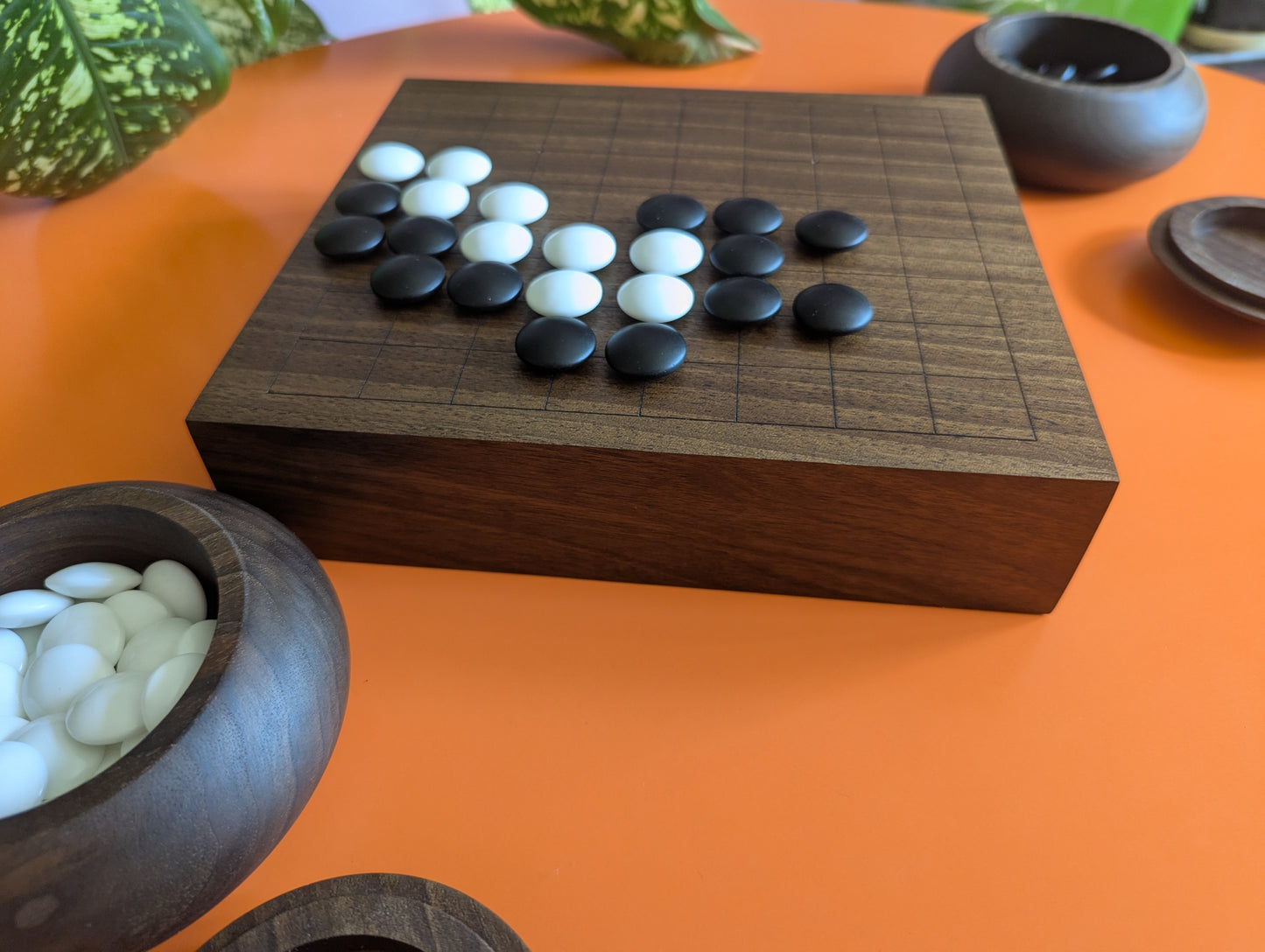 Solid walnut 9x9 Goban. Legless Hand carved game Go board