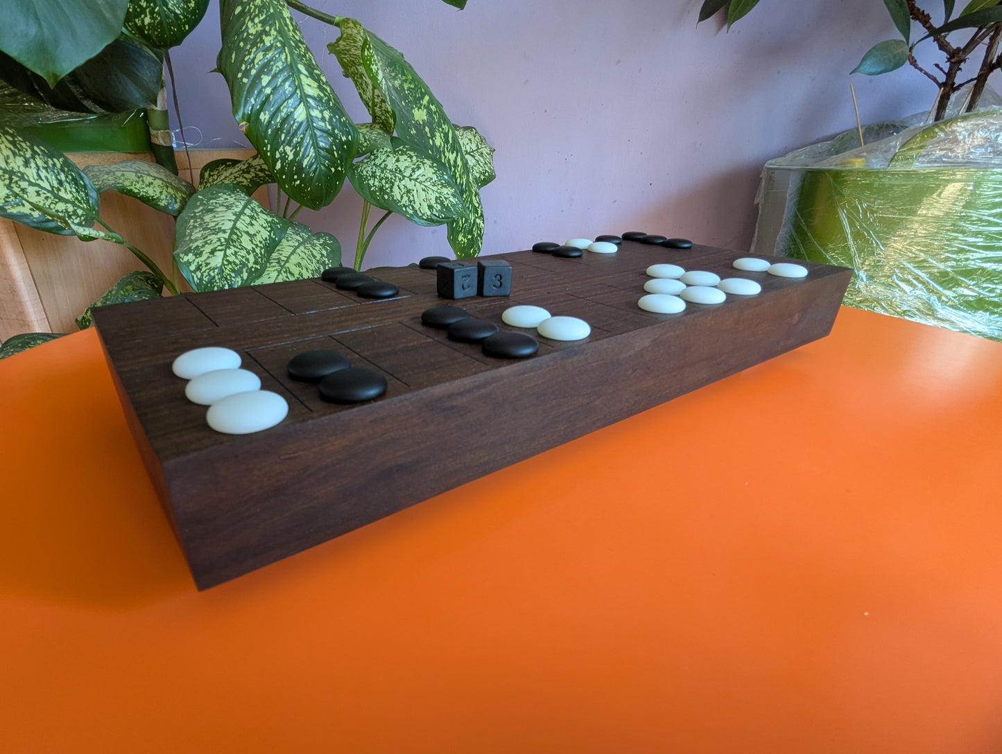 Solid walnut Ban Sugoroku. Handmade board