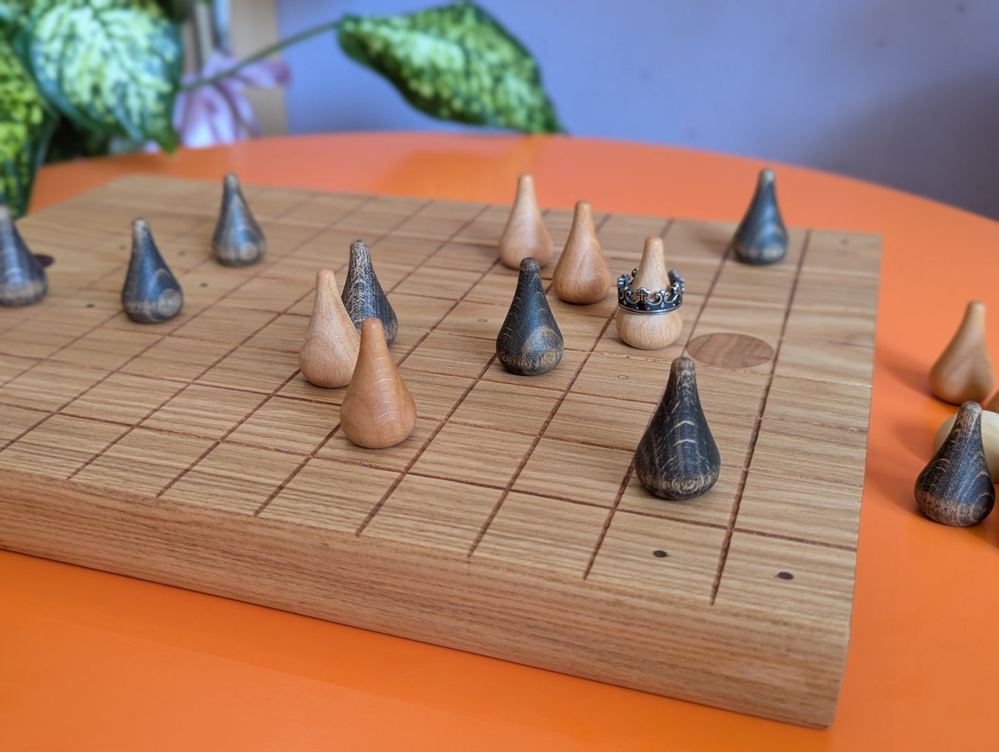 Sabotage Wooden set - Crown Capture Strategy Game. 16" solid Ash wood board