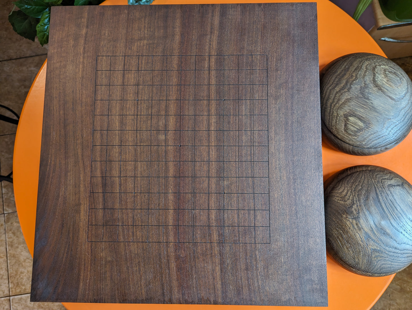 Double-sided 19x19 & 13x13 solid black walnut game Go set