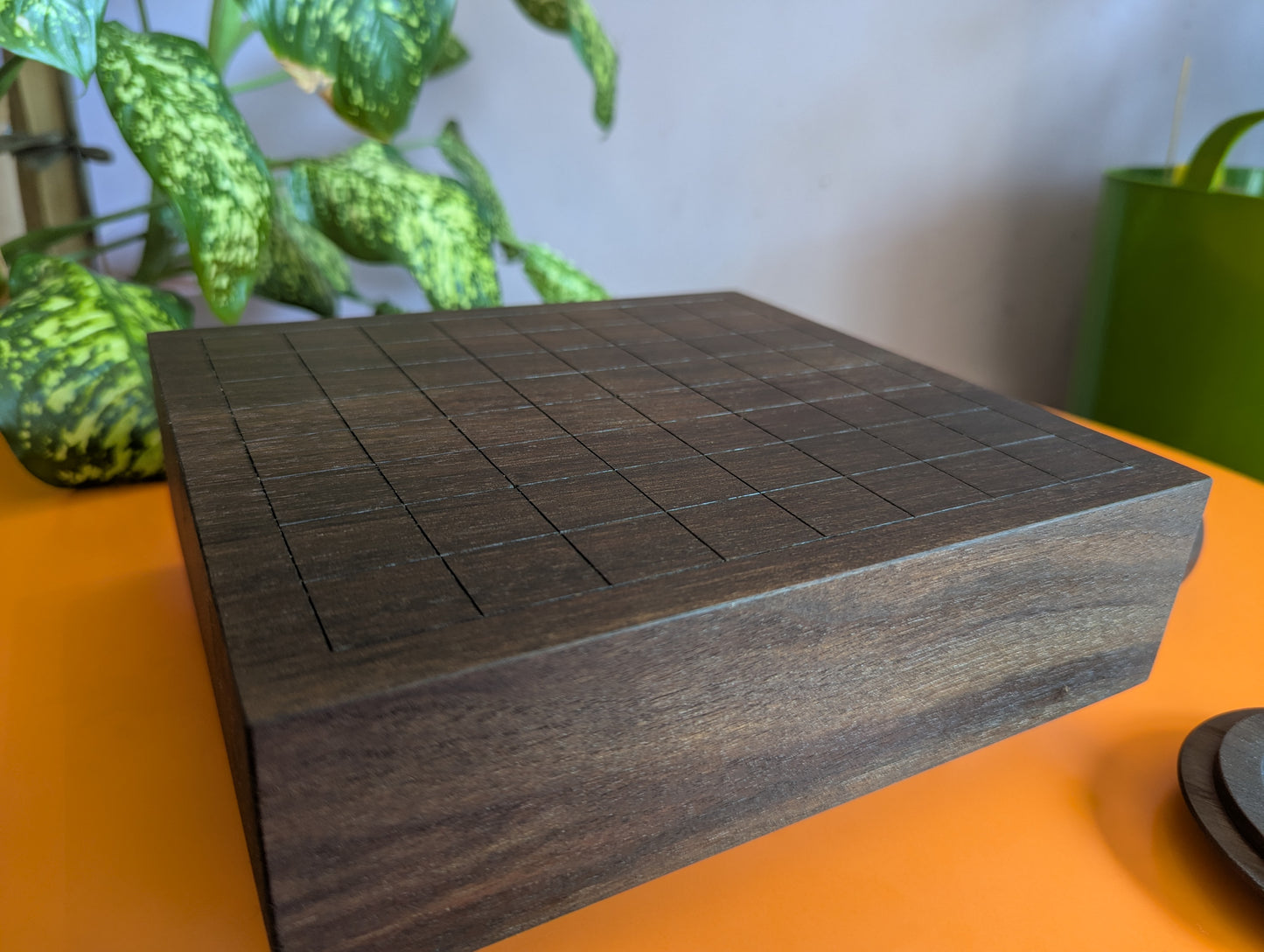 Black walnut 9x9 Goban. 3.4" hand carved game Go board