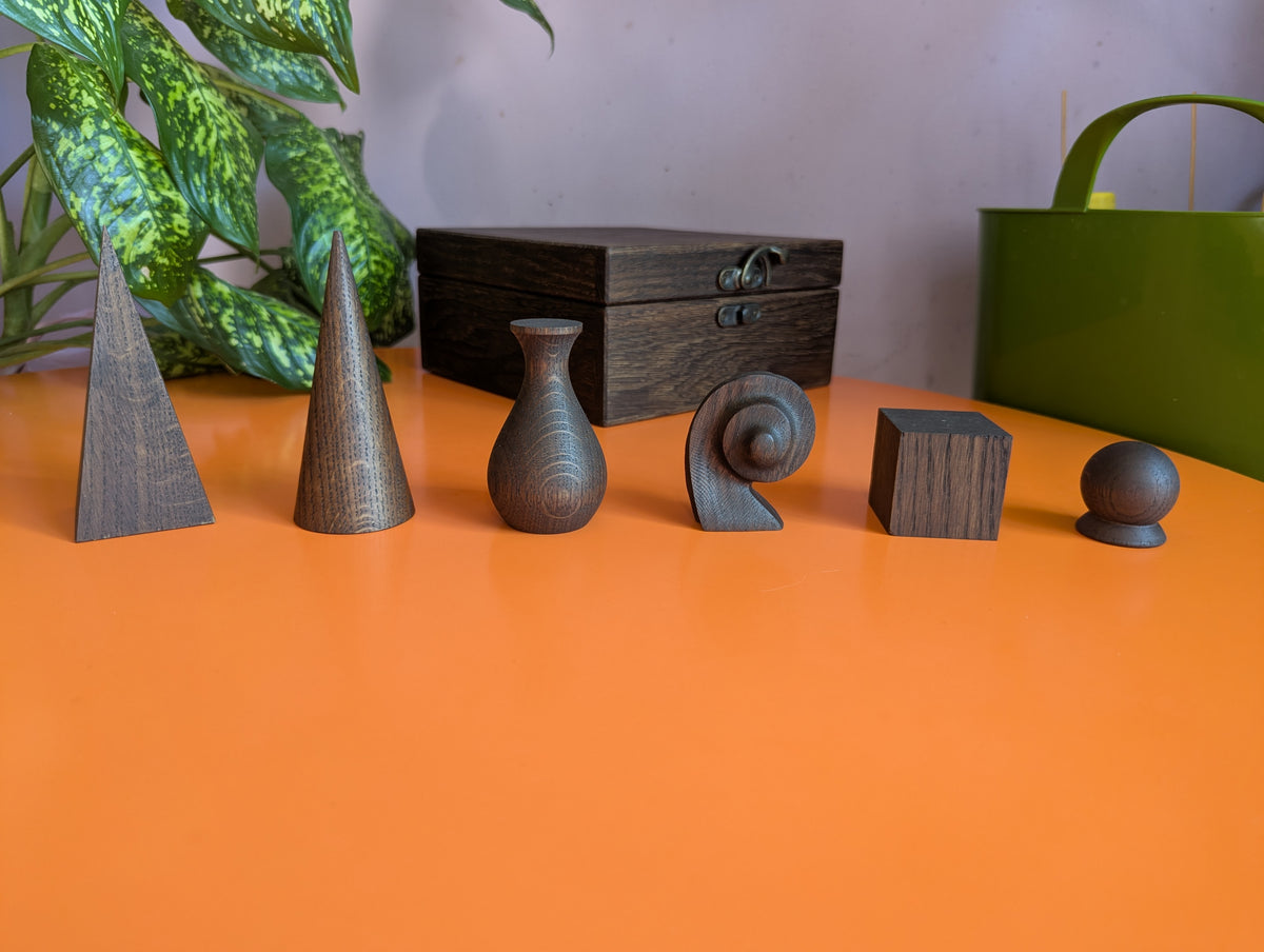 Handmade wood abstract geometric chess set