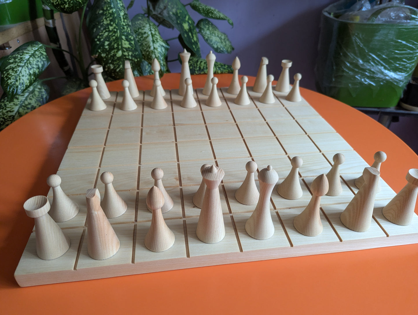 White Chess Set. Wooden chess set with 18.9" chessboard.