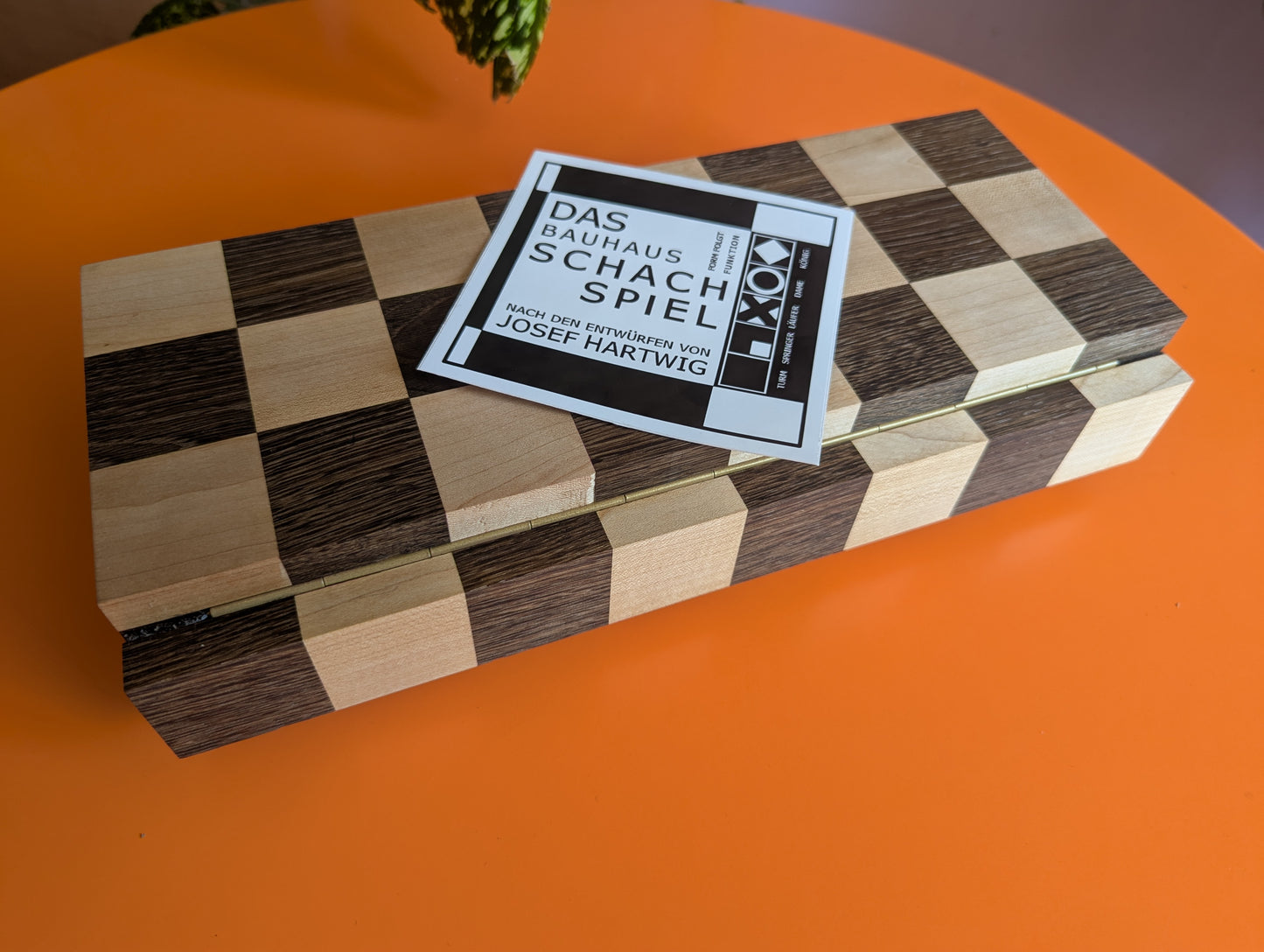 Portable Bauhaus Chess Set with Wooden Chessboard/Chessbox. Handmade.