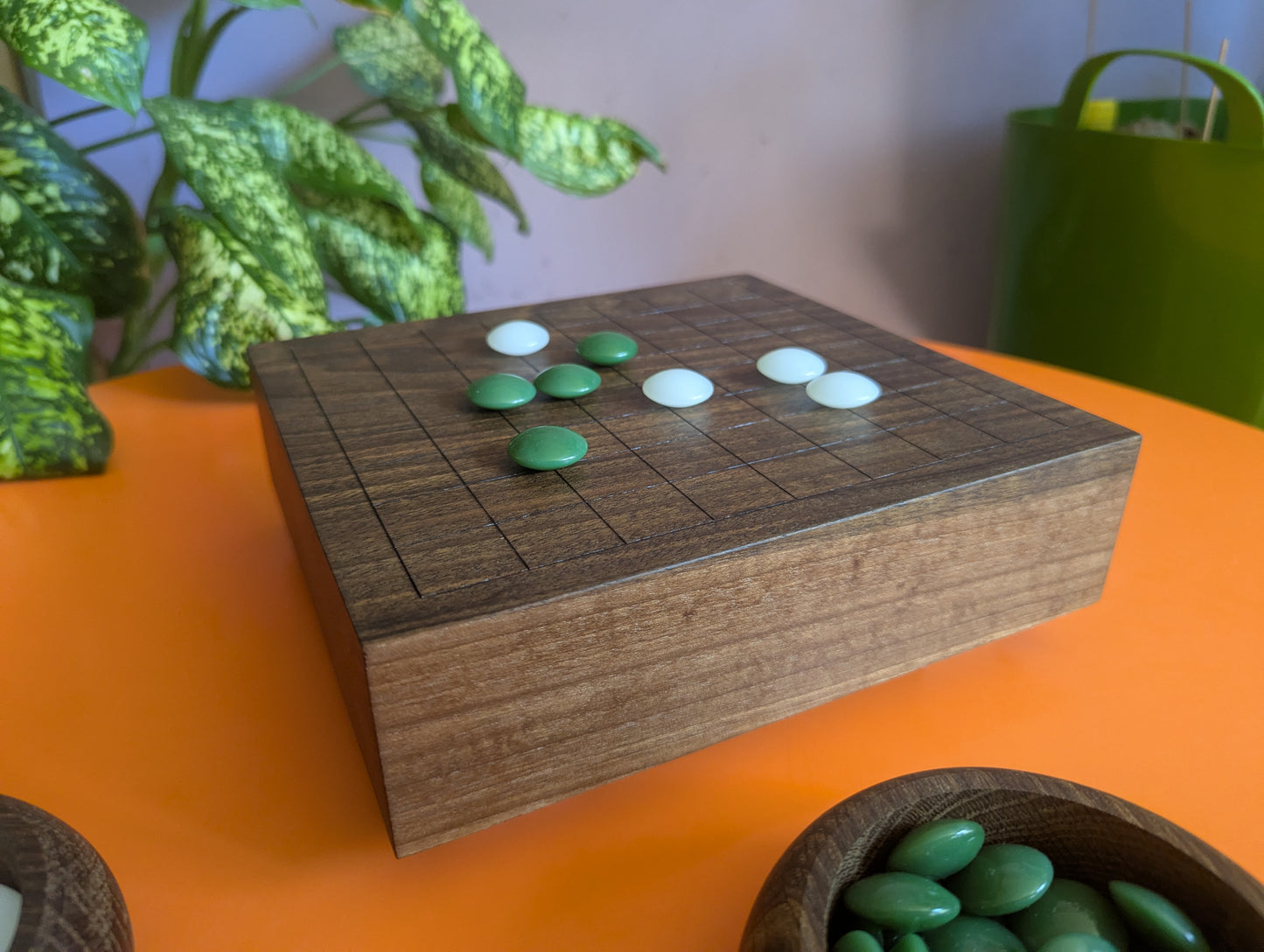 Solid walnut 9x9 Goban. Hand carved game Go board