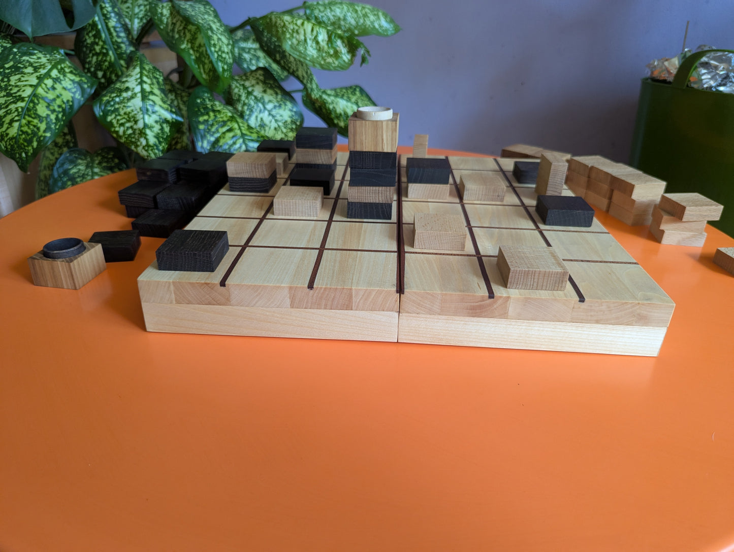 14" Foldable wooden Tak game set.