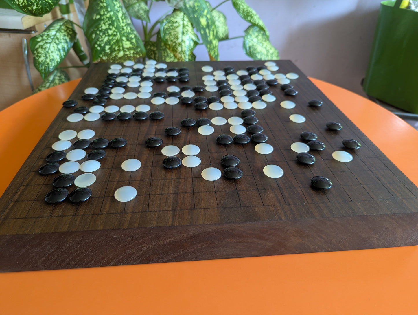 Double-sided 19x19 & 13x13 solid walnut game Go set