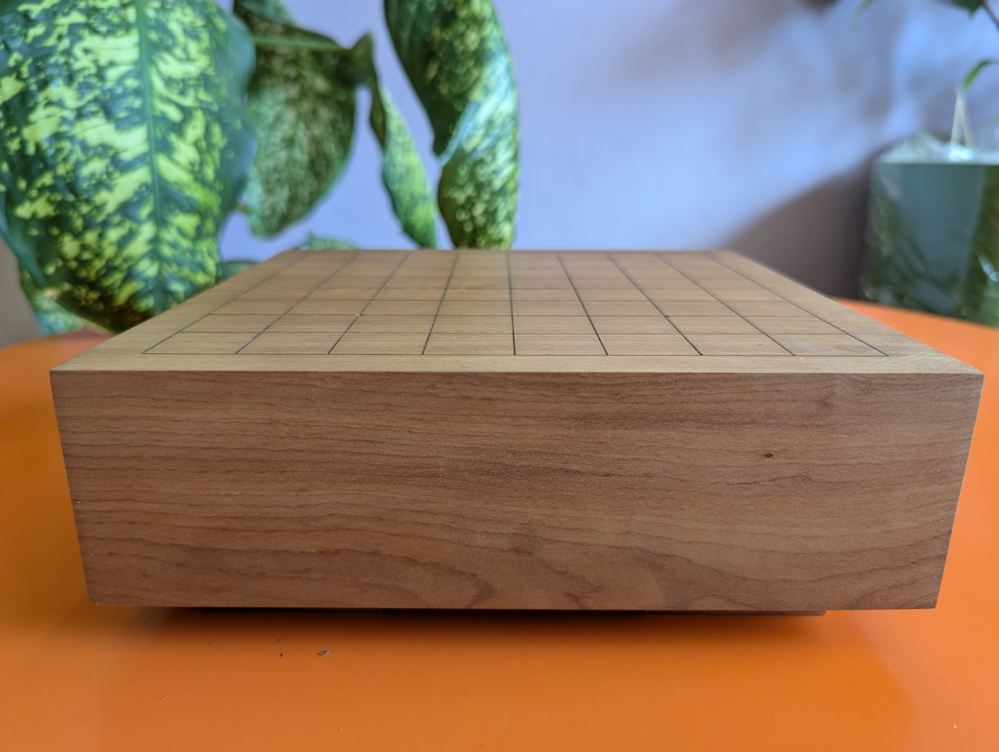 3.25" solid Pear wood 9x9 hand carved game Go board.