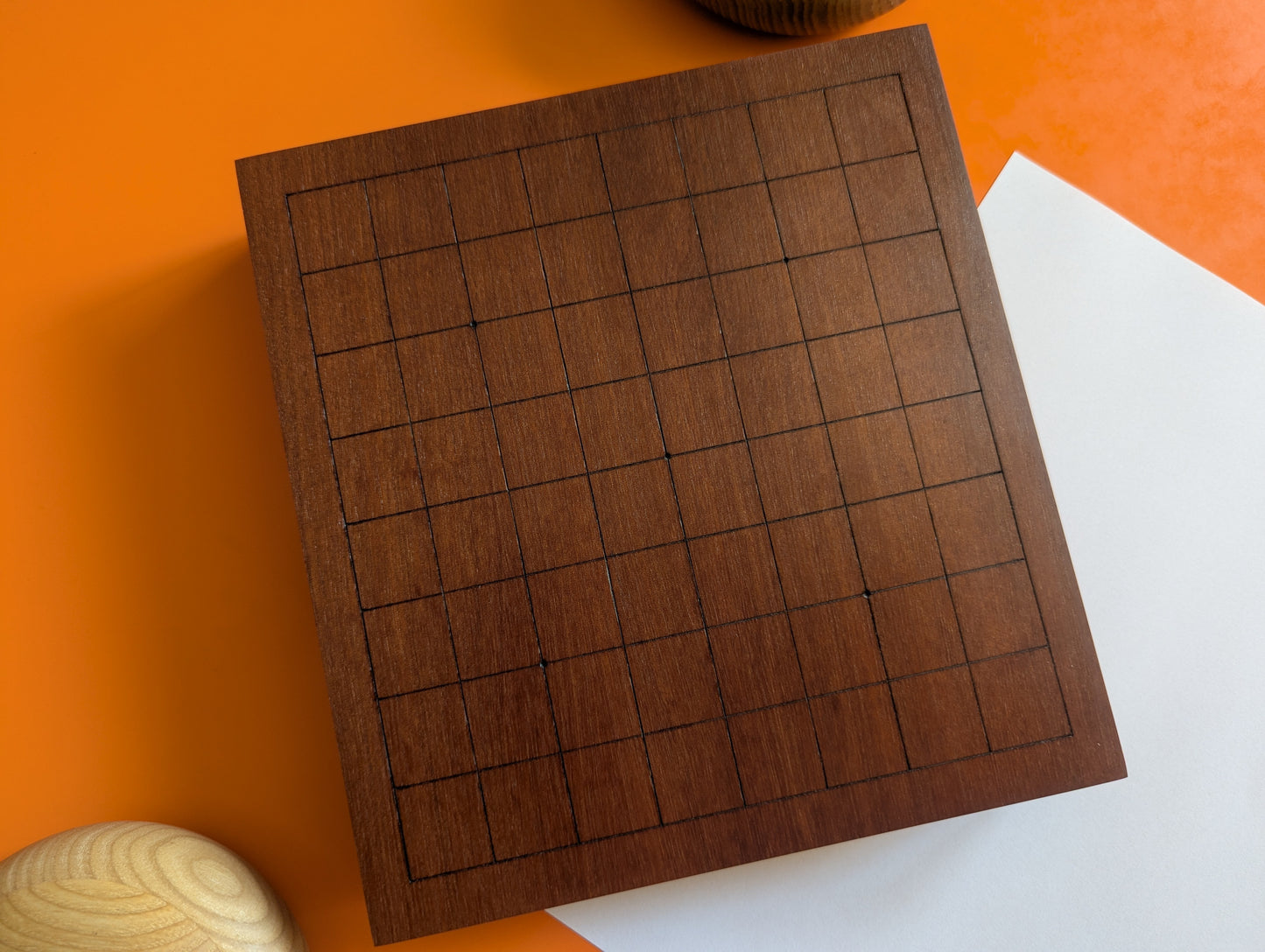 Redwood 9x9 game Go set. Hand carved solid wood Goban.