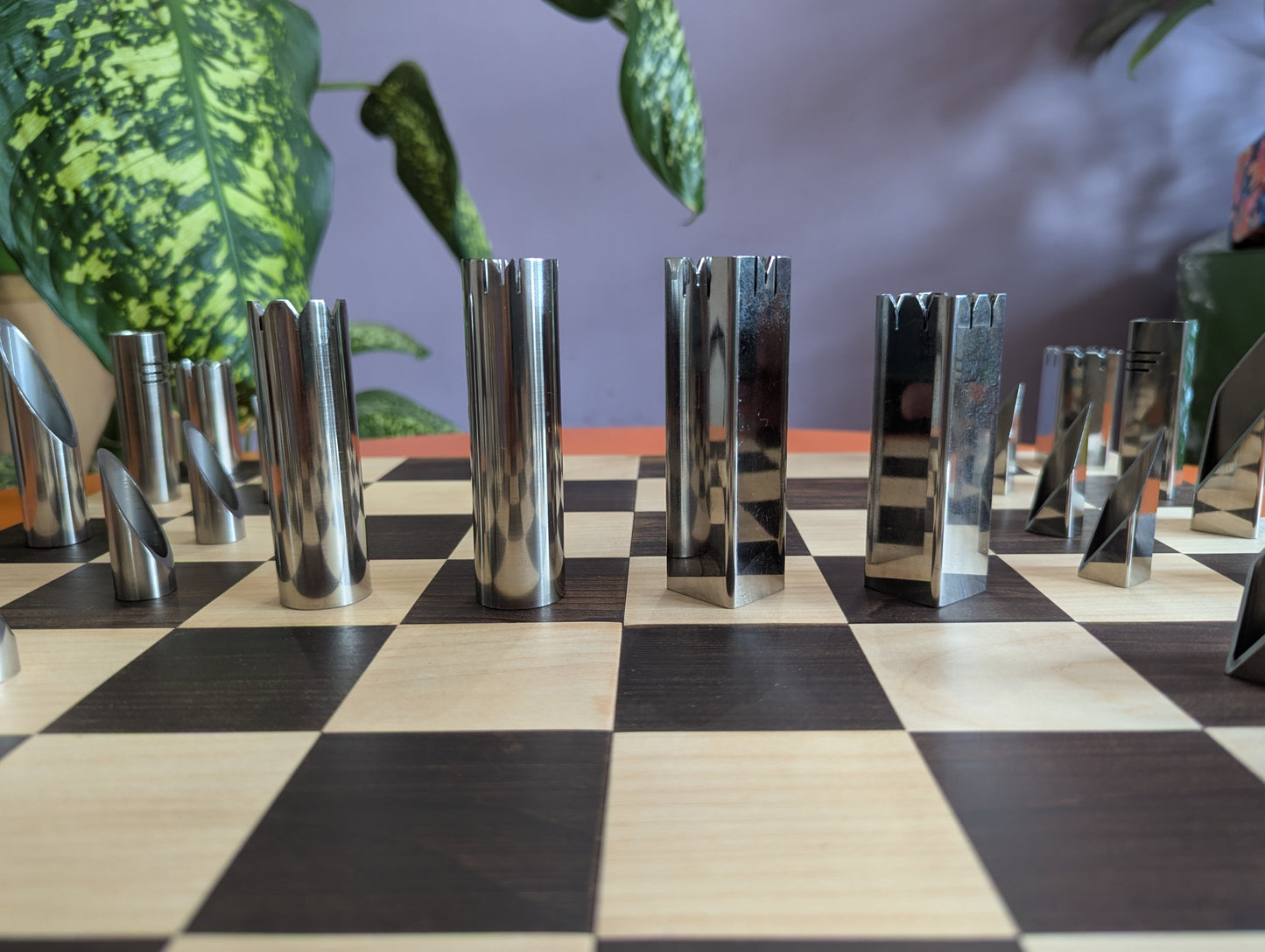 Handmade Stainless Steel Chess Set. Square vs. Round.