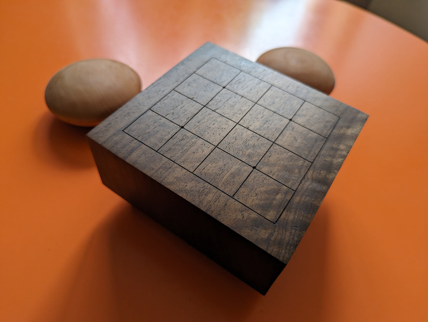 Goban 5x5 solid hardwood hand carved game Go board