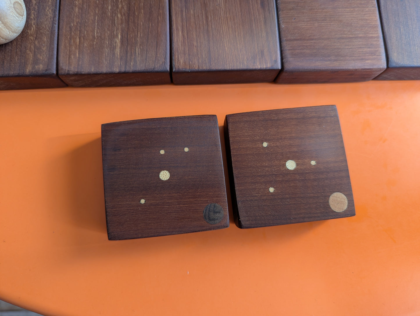 Onitama wooden game set. Hardwood wood tiles. Martial arts game.