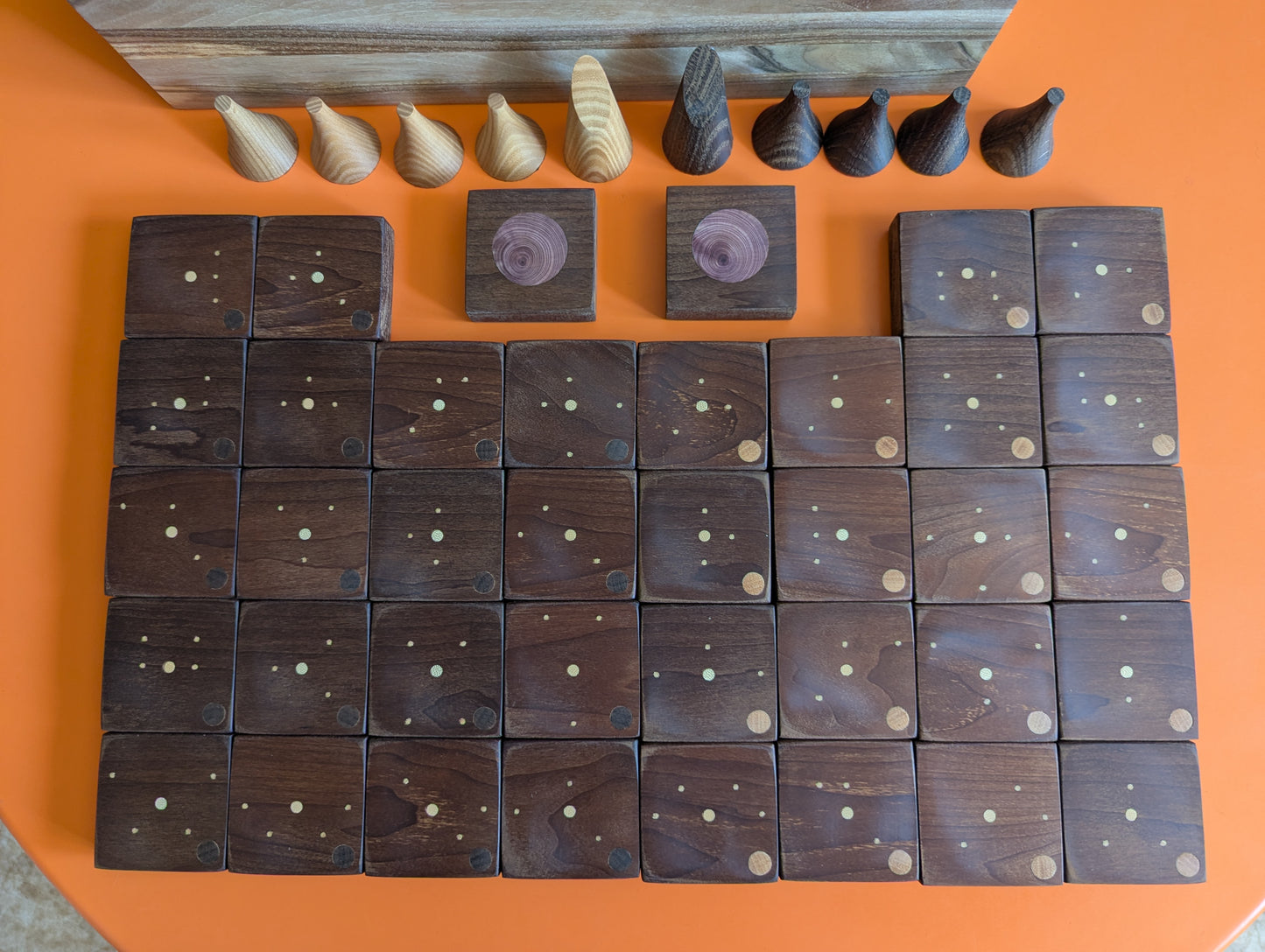 Onitama wooden game set. Hardwood wood tiles. Martial arts game.