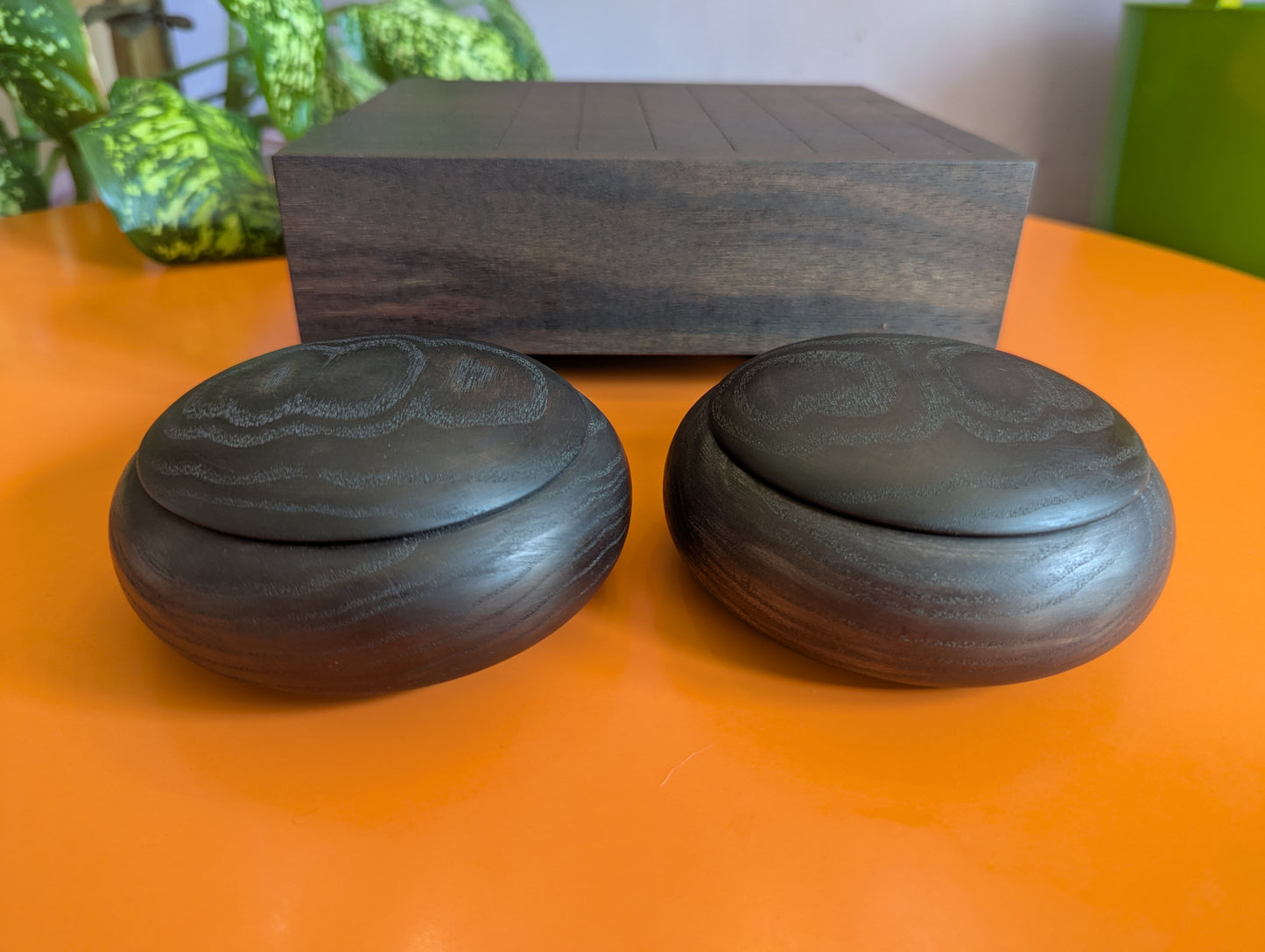 Black walnut 9x9 Goban. 3.4" hand carved game Go board