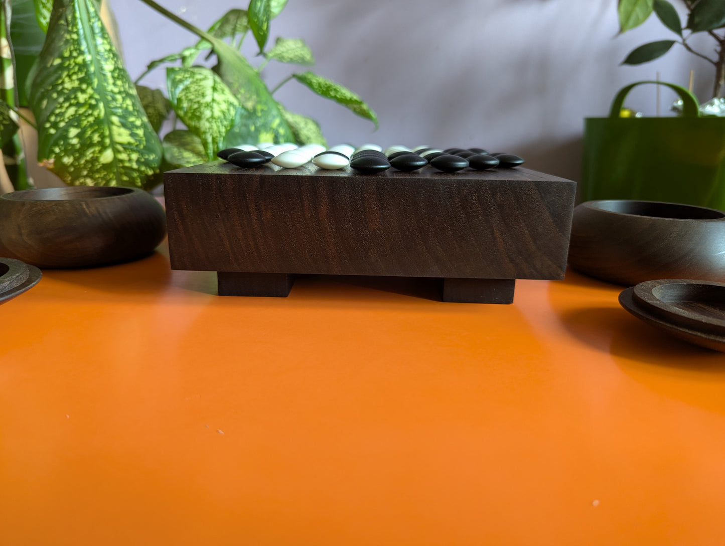 Solid walnut 9x9 Goban. Hand carved game Go board